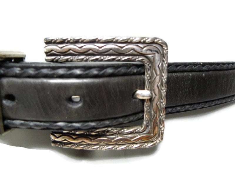1996 Black Genuine Leather Skinny Belt . Medium - Etsy display picture 2