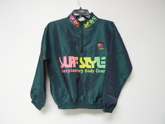 Surf Style . 80s iridescent green windbreaker . Kids … - Gem