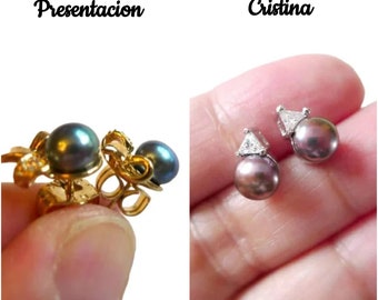 90s -Y2K pearl earrings cultured pearl 14K GP stud earrings  . Cristina or Presentacion