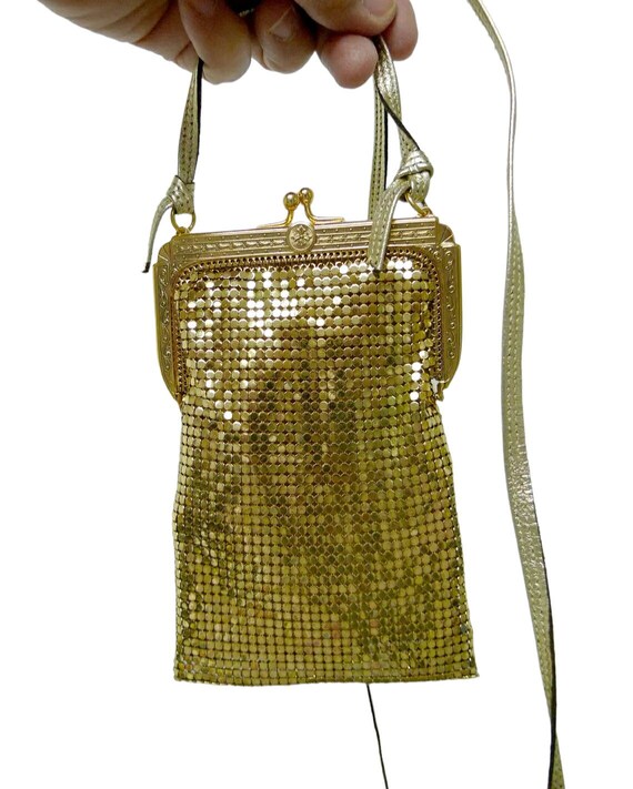 Whiting & Davis ゴールド バッグ Vintage Whiting & Davis Gold Mesh Bag W/Ornate Rhinestone