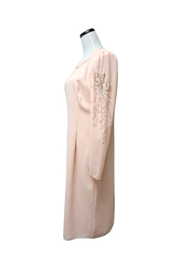 80s - 90s AFTER DARK cut out back beaded peach dr… - image 2