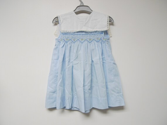 Polly Flinders . hand smocked blue and white slee… - image 2