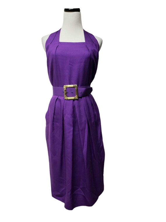 90s Gillian purple silk sleeveless pleated dress … - image 4