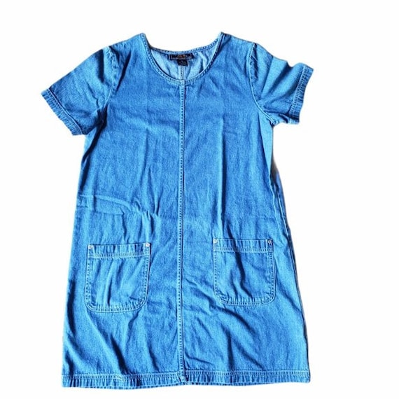 Y2K Route 66 blue denim pullover shirt dress . si… - image 2