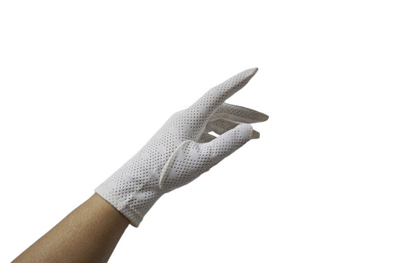 50s circle pattern white gloves - image 2