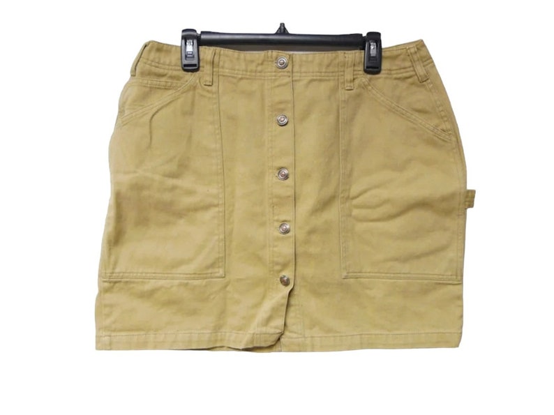 90s Y2K L.A. Blues khaki brown denim mini carpenter skirt . size 16 image 1