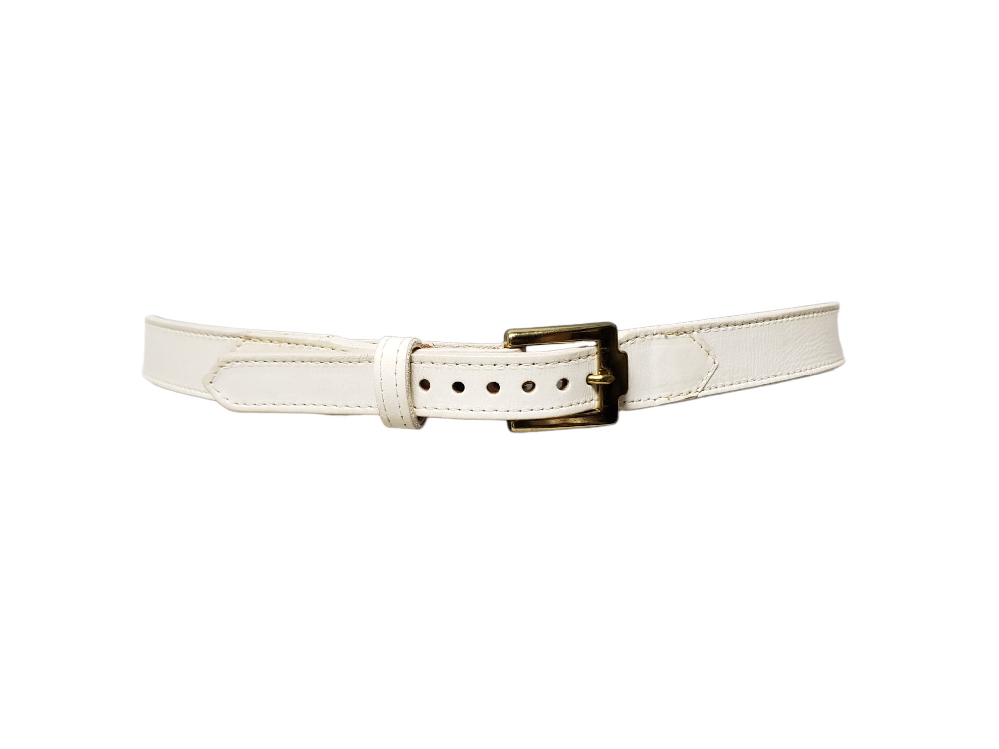 Vintage White Cowhide Leather Belt - Justin - Size 30 / L - Etsy display picture 1