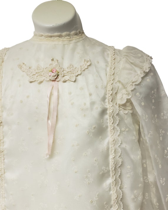 70s - 80s Ruth of Carolina off white lacey dress … - image 2