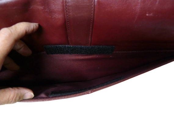 70s Burgundy leather organizer portfolio clutch - image 5