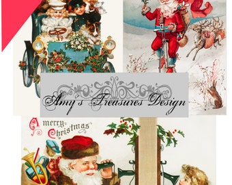 Vintage Santa Christmas X-Mas Artwork Digital Prints Download