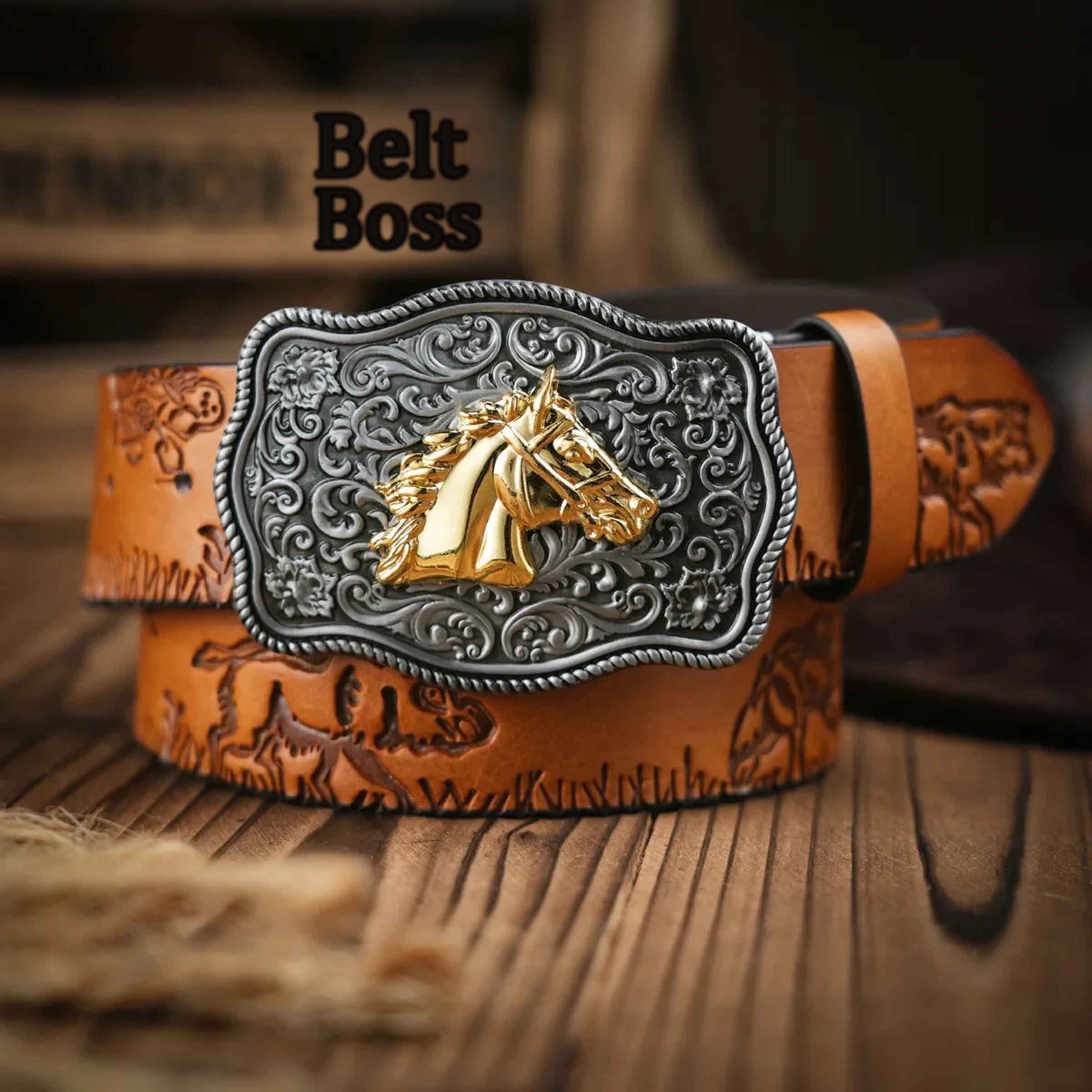 Cintura In Pelle Marrone Fatta A Mano Per Uomo, Stile Western, Esclusiva Cintura Charro, Cinto Vaquero Fino, Cintura In Pelle Intagliata Da Cowboy Rodeo - Italia - Foto 7