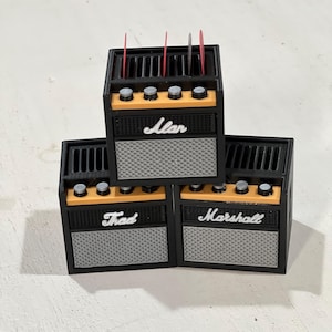 Customizable Guitar Amp pick holder: Holds 11 picks with drawer for extra storage