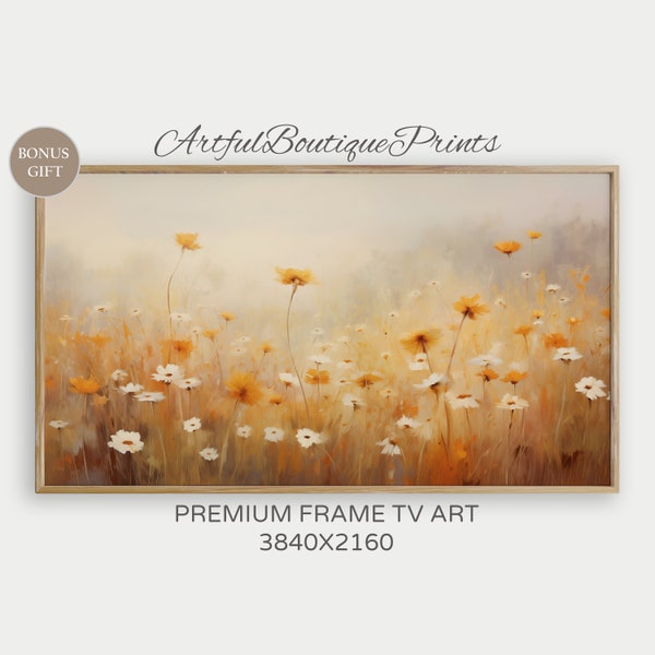 Samsung Frame TV Colorful Floral Wildflower TV Spring Flower Beautiful Floral Painting Botanical Detailed Art Spring field Tv Screensaver