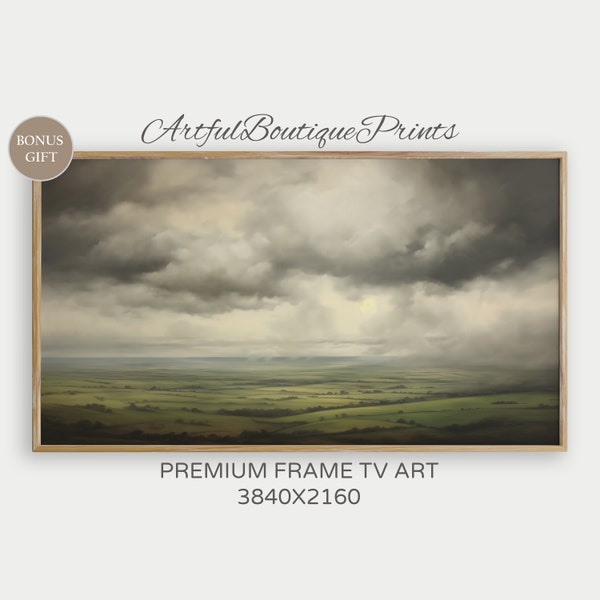 Samsung Frame TV Spring Art Spring Field Foggy Lake Scenery Nature Cloud Painting Instant Digital Download Inspired Artwork Tv Screensaver