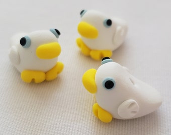 Duck Beads/ Set Of Three 15mm Polymer Clay Ducks/ Handmade/ Jewelry Supplies/ Beads/ Animal Beads/ Crafts/ Beading