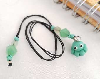 Octopus Beaded Bookmark/Glass Beaded Cotton Cord With Polymer Clay Charm /Gift Idea For Readers/ Book Lovers/ Journal Writers