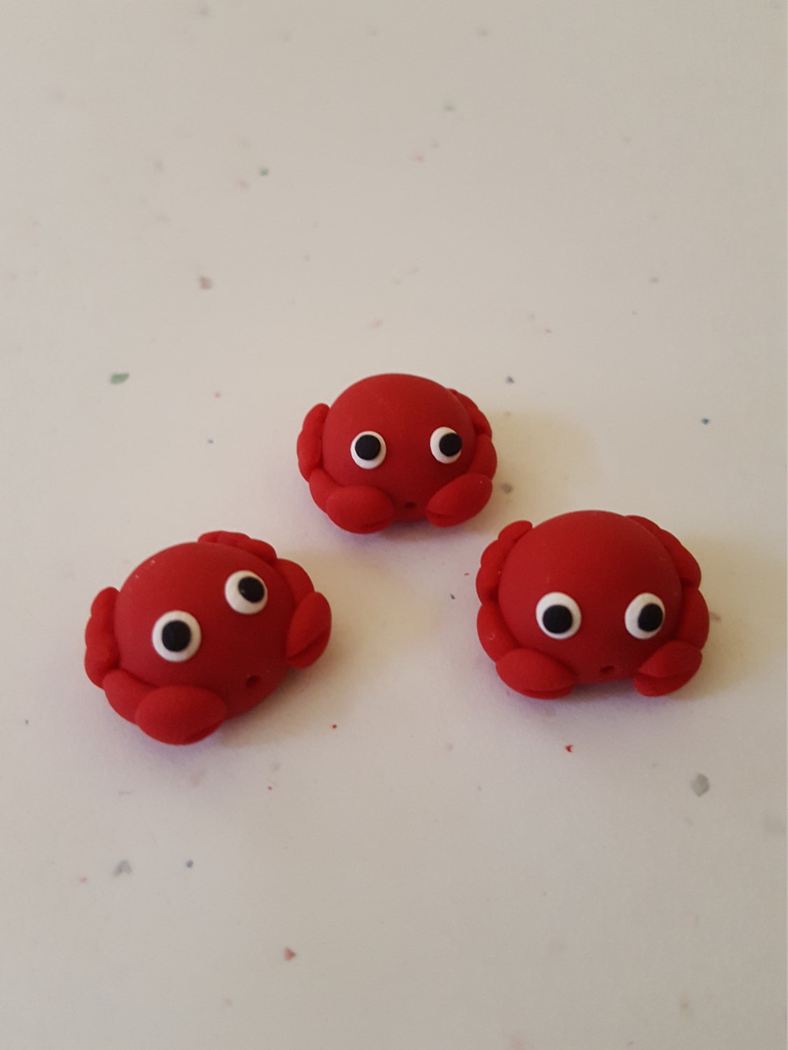 Crab Beads/ Set Of Three 14mm Polymer Clay Handmade Red Crabs/ Etsy