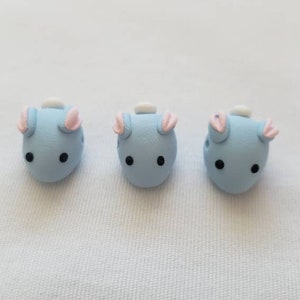 Bunny Rabbit Beads/ Set Of Three 15mm Polymer Clay Blue Bunnies/ Handmade/ Jewelry Supplies/ Easter Beads/ Animal Beads/ Crafts/ Beading image 3