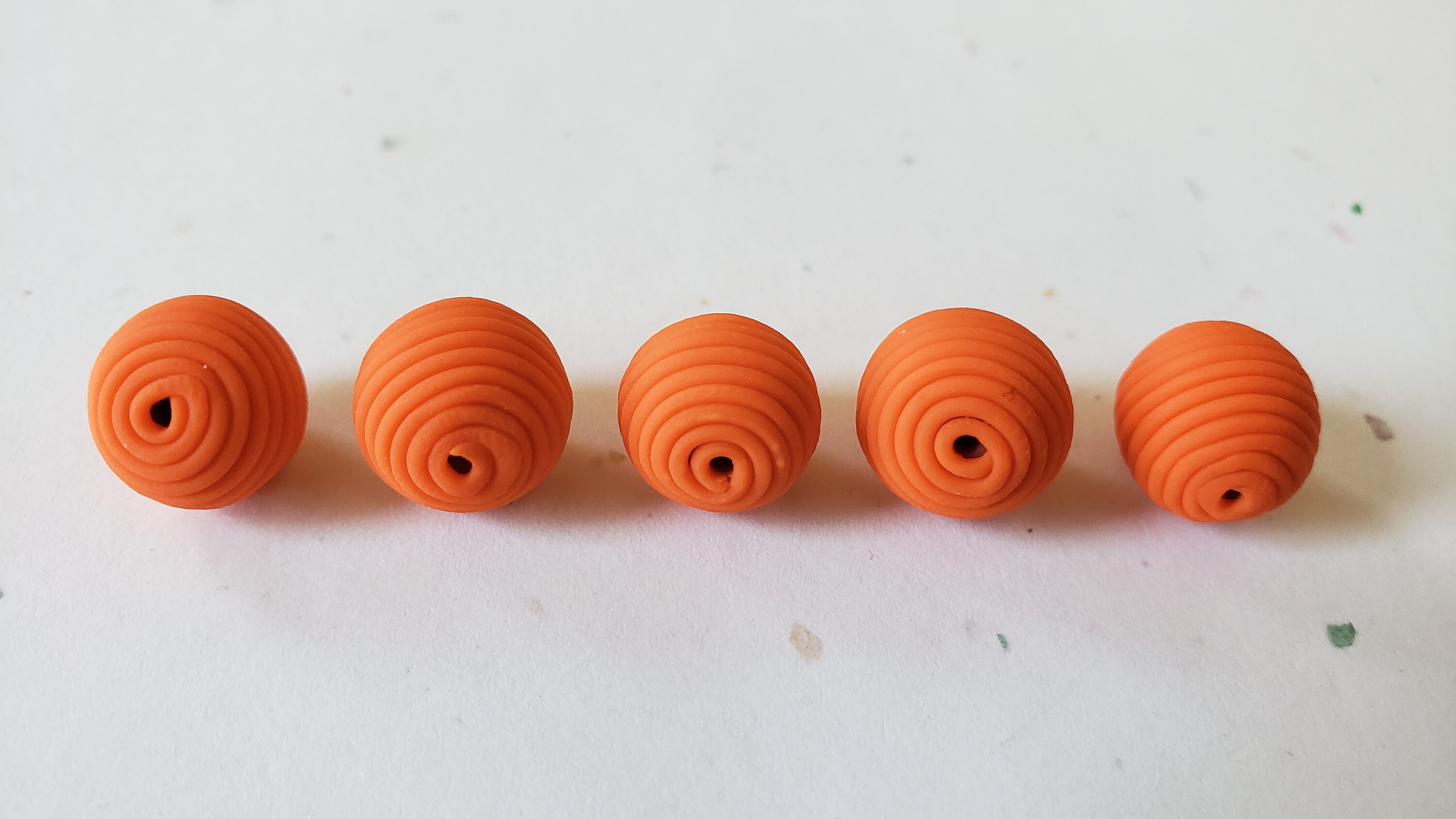 Orange Round Polymer Clay Coil Beads/ Set of Five 10mm Etsy