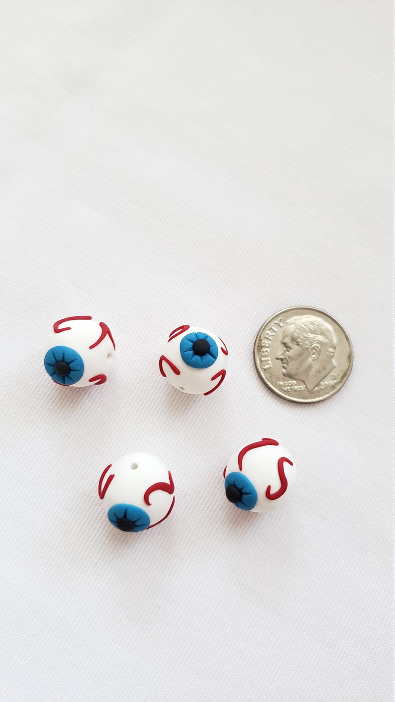 Eyeball Beads/ Set of Four/ Halloween Polymer Clay Bead / 11mm - Etsy