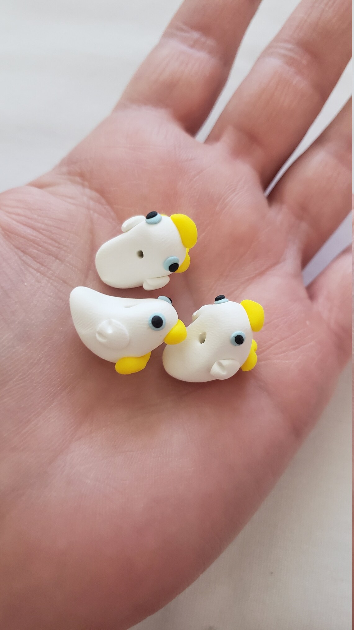 Duck Beads/ Set Of Three 15mm Polymer Clay Ducks/ Handmade/ Etsy