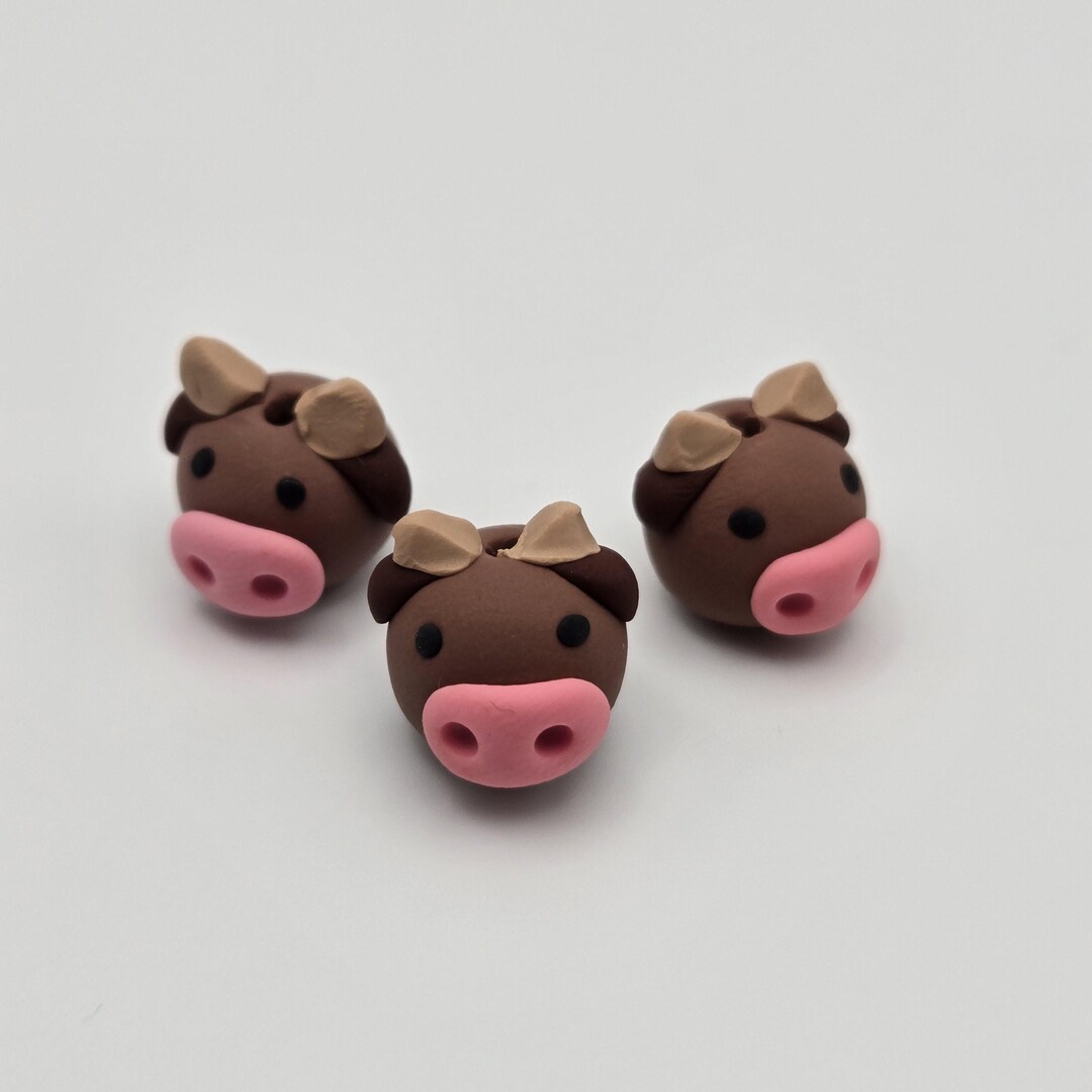 Clay Cow Rings Handmade Polymer Clay Cow Beads: Farm Animal Jewelry Supplies(set of 3 ...