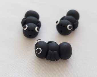 Black Ant Polymer Clay Beads/ Set Of Three 19mm Ants/ Handmade Jewelry Supplies/ Beads/ Beading