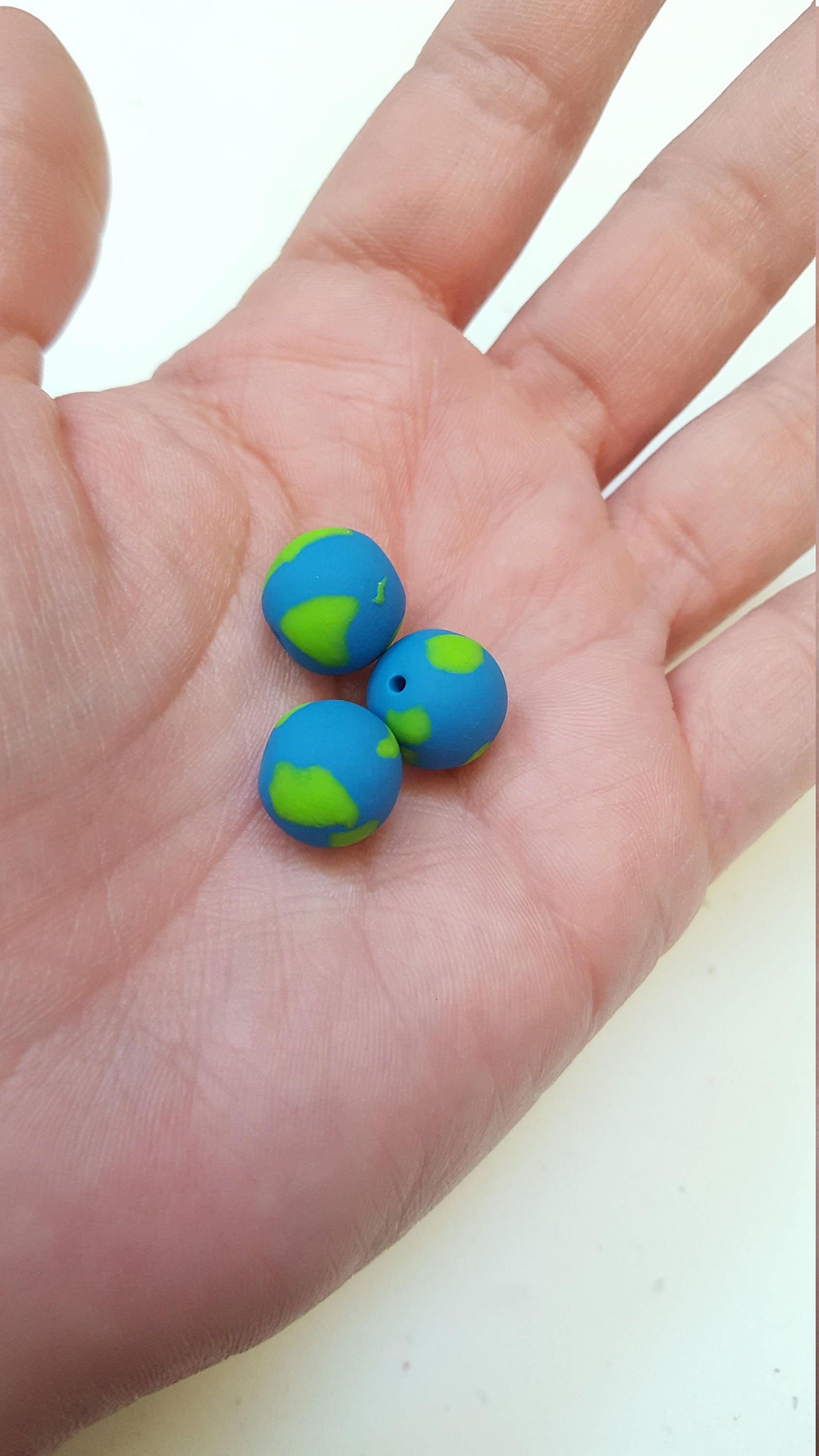 Round Polymer Clay 12mm Earth Beads/ Set Of Three/ Turquoise Etsy