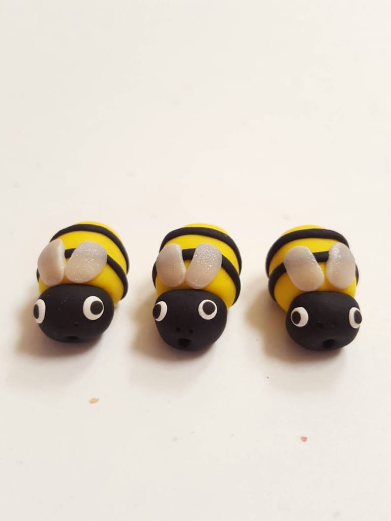 Polymer Clay Bumble Bee Beads/ Set Of Three/ 20mm Handmade | Etsy