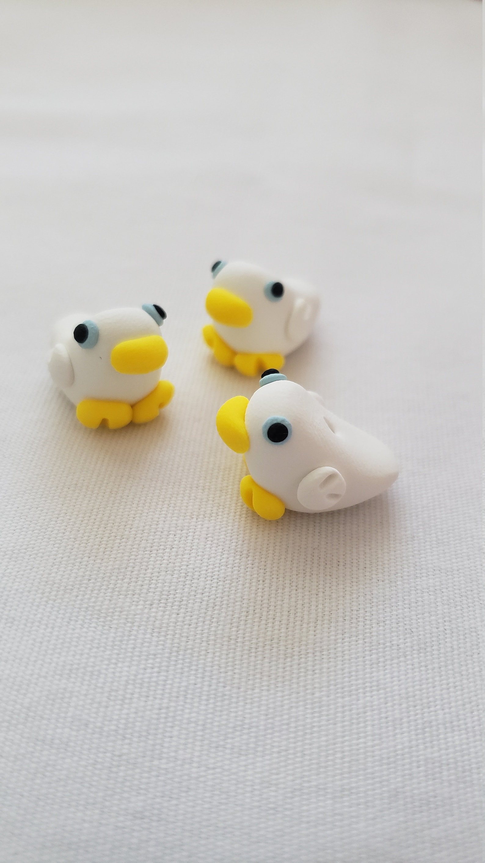 Duck Beads/ Set of Three 15mm Polymer Clay Ducks/ Handmade/ Etsy
