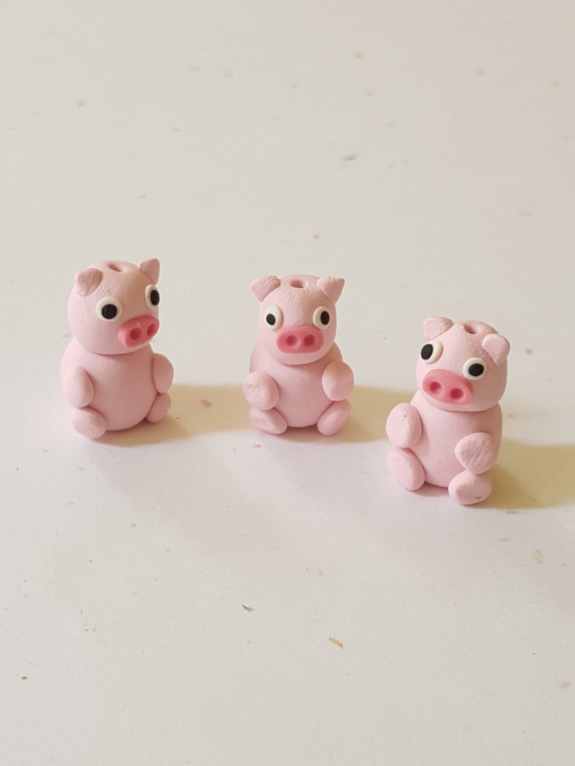 Pig Beads/ Set Of Three 19mm Polymer Clay Pink Pigs/ Handmade/ Etsy