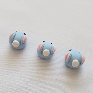 Bunny Rabbit Beads/ Set Of Three 15mm Polymer Clay Blue Bunnies/ Handmade/ Jewelry Supplies/ Easter Beads/ Animal Beads/ Crafts/ Beading image 5