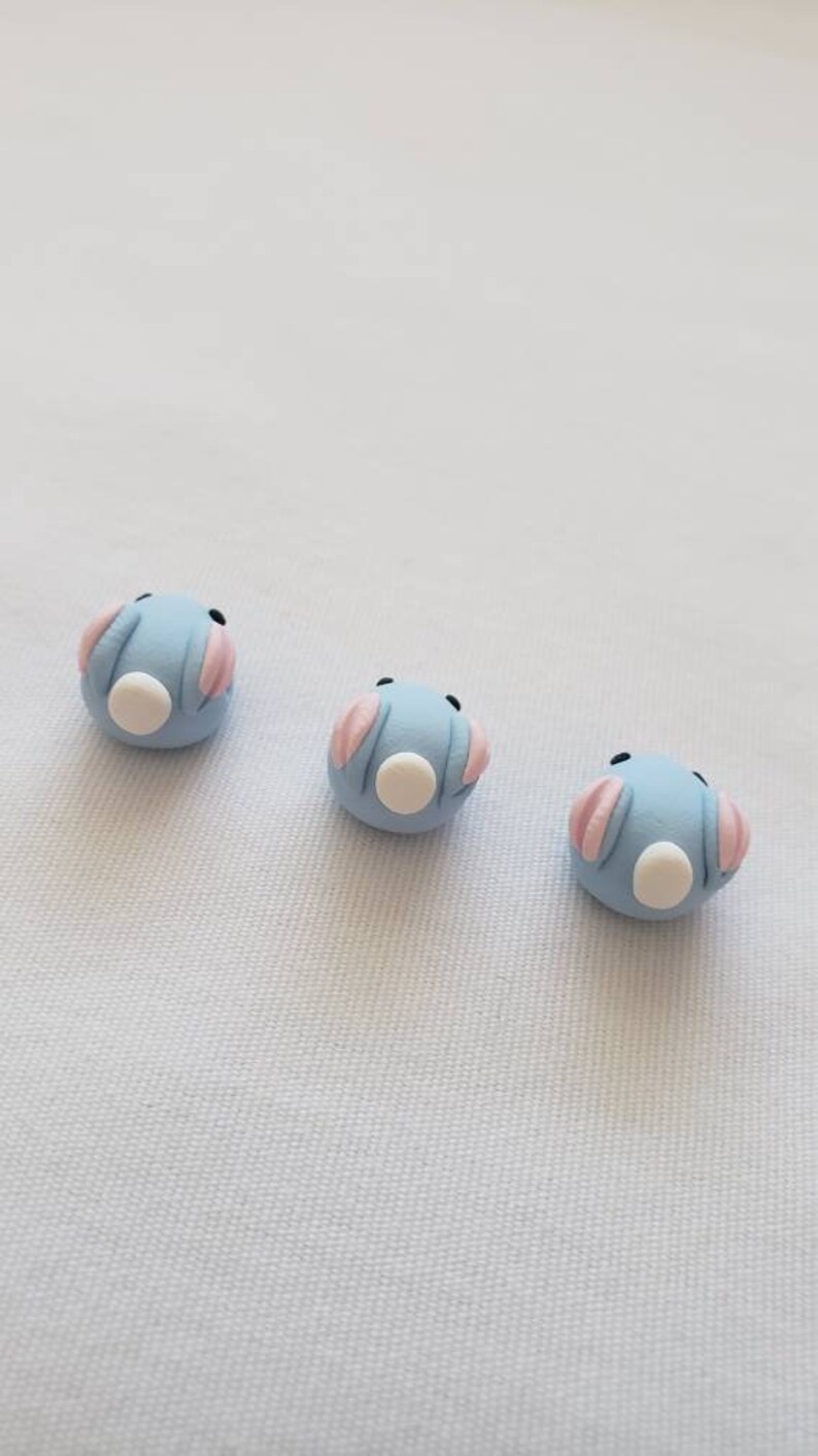 Bunny Rabbit Beads/ Set Of Three 15mm Polymer Clay Blue Bunnies/ Handmade/ Jewelry Supplies/ Easter Beads/ Animal Beads/ Crafts/ Beading image 5