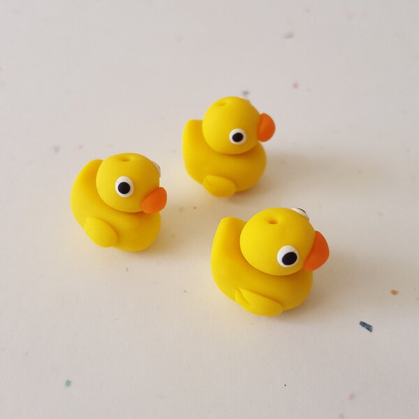 Rubber Ducky Beads/ Set Of Three 14mm Polymer Clay Rubber Duckies/ Handmade/ Jewelry Supplies/ Beads/ Duck Beads/ Crafts/ Beading