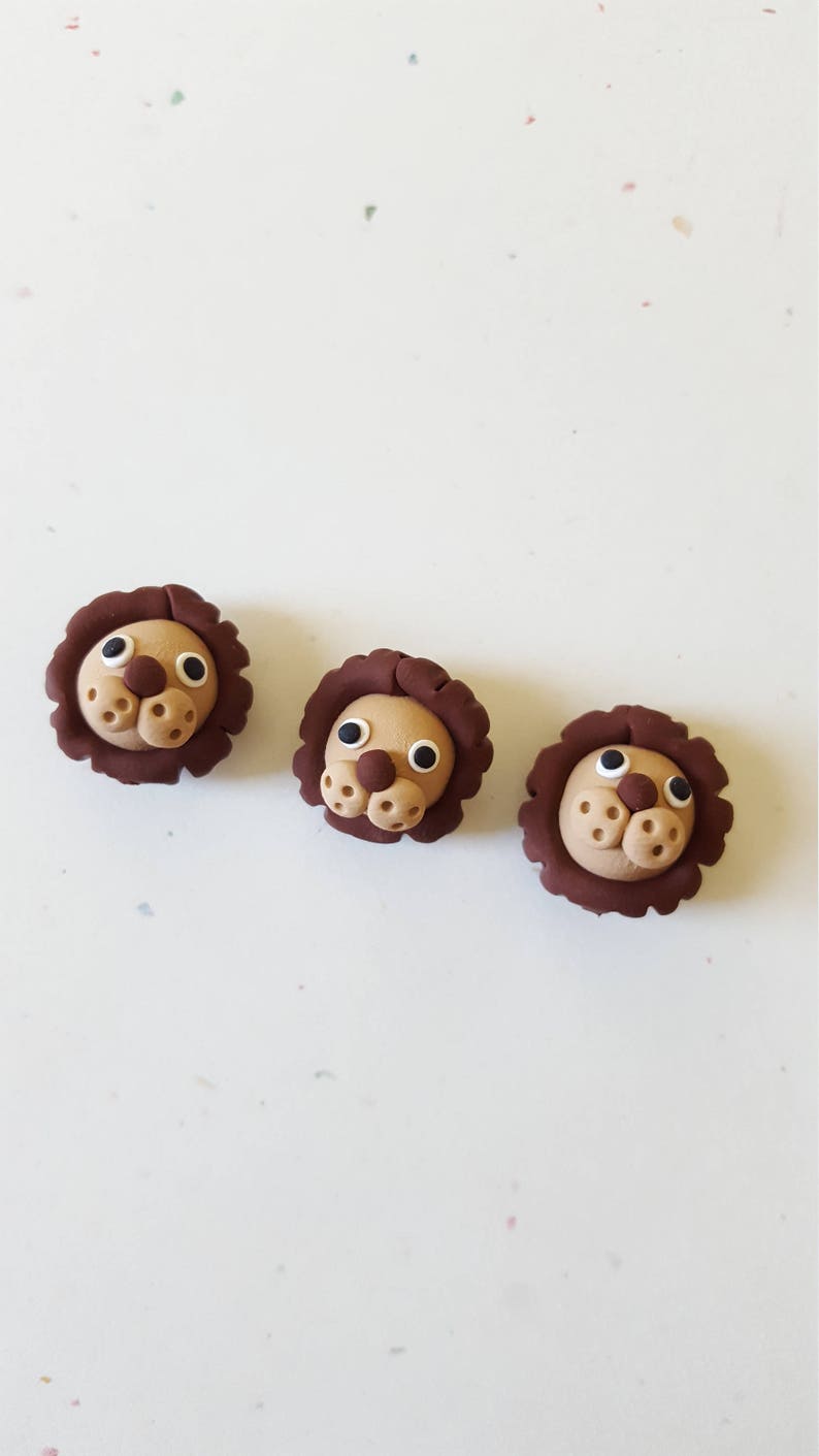 Lion Beads/ Set Of Three 16mm Polymer Clay Handmade Lion | Etsy