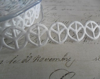 7//8/" Wide Hearts White Doves Flowers Grosgrain Ribbon Swirls Peace Signs