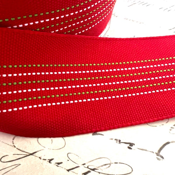 1.5 inch Red Woven Christmas Ribbon