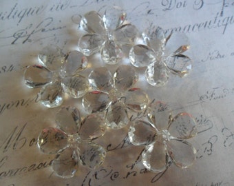 6 pc Clear Acrylic Faceted Jewel Flowers