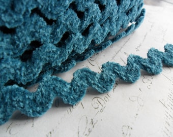 Teal Peacock 1/2 inch wide Chenille Ric Rac