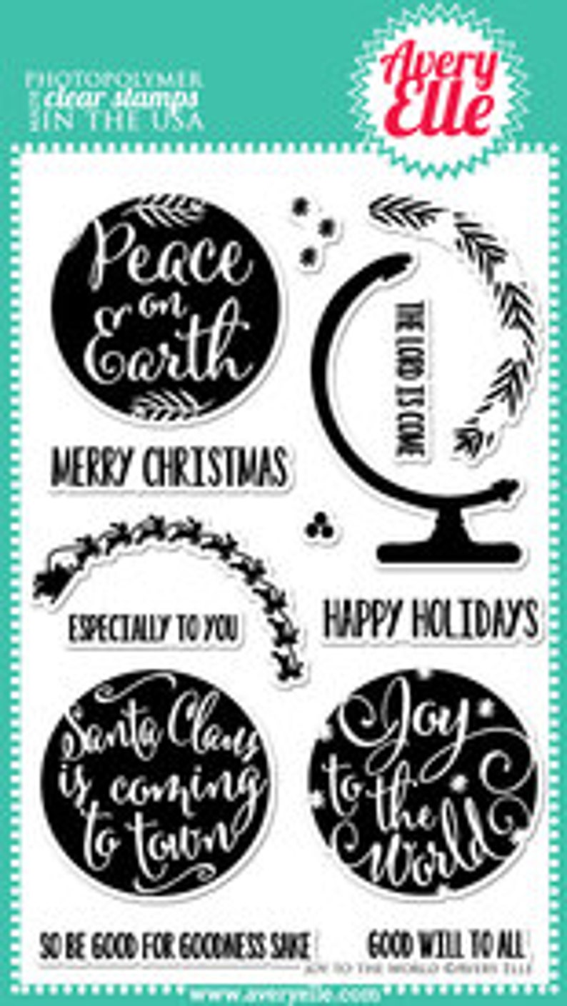 Avery Elle Clear Photopolymer Rubber Stamp Set joy to the world image 1