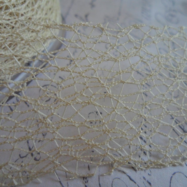 1 1/2 Inch Mesh Web Ribbon in Cream