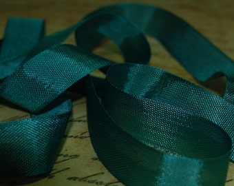 True Teal Vintage Seam Binding Ribbon