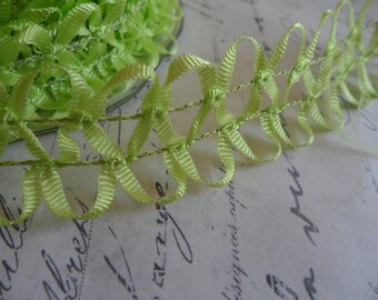 Looped Loose Braid with Wired Ribbon in Spring Green.  approx 1 inch wide