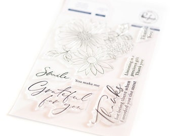 Pink Fresh Studio Floral Envelope clear stamp and die bundle set