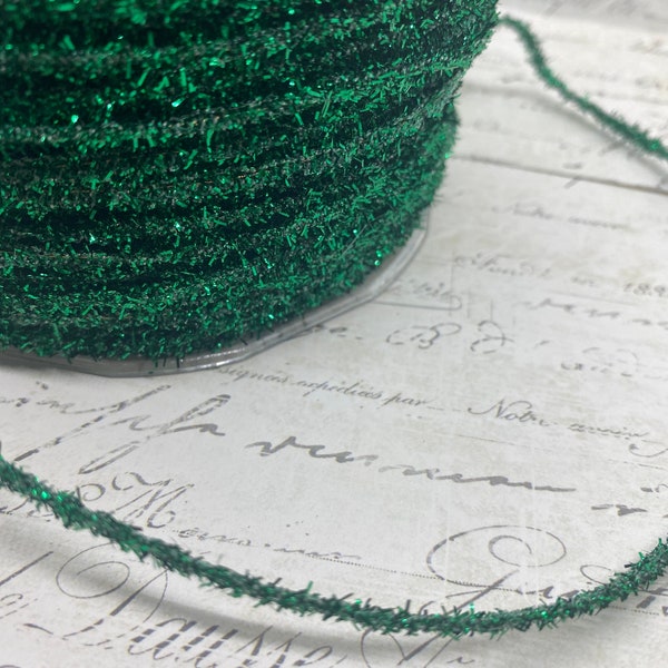 Metallic Christmas Green Petite Tinsel Roping Trim 1/4" wide