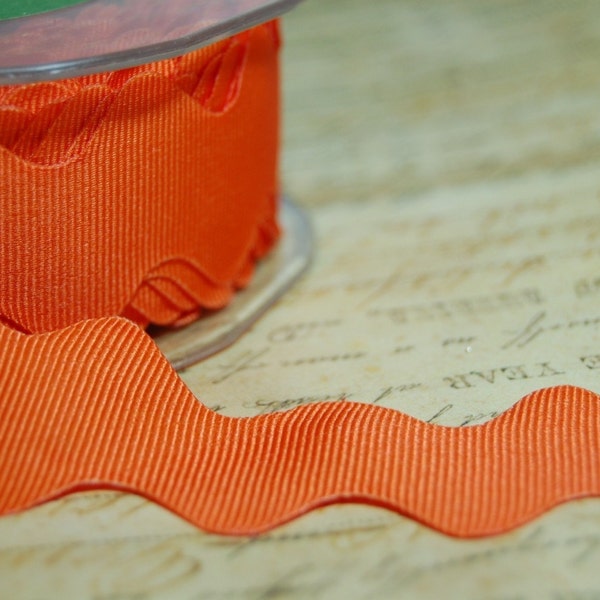 Orange Grosgrain Ribbon Ric Rac 1 inch