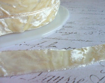 Classic Ivory Crushed Velvet Ribbon, Approx 5/8" wide