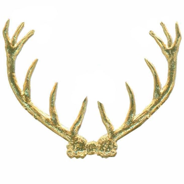 Large Metallic Gold Foil Embossed German Dresden Scrap  Antlers 5 sets