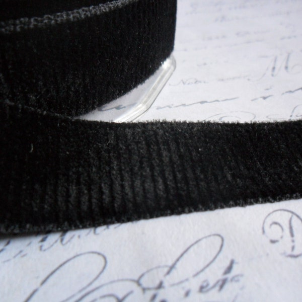 Black Corduroy Velvet  Ribbon 5/8 inch