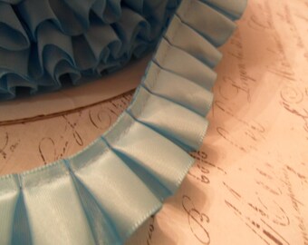 Aqua Satin Box Pleat Ruffle Trim 7/8 Inch | Etsy